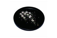 丸盆 黒 さくら桜 30cm