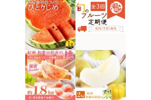 【全3回 定期便】 紀州和歌山産旬のフルーツセット（6月：スイカ・7月：桃・8月：梨） 