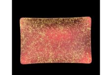 角小皿 乱糸(マット仕上げ) 赤溜 ［NF137］