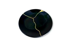 丸小皿  金継ぎデザイン 漆黒 ［NF144］