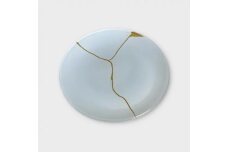 丸小皿  金継ぎデザイン 純白 ［NF146］