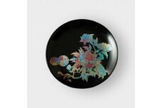 丸小皿 手毬牡丹 漆黒 ［NF153］