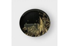 丸小皿 登り孔雀 漆黒（金） ［NF157］