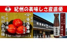 M6117_紀州南高梅しそ漬梅干 1kgと湯浅醤油 1本