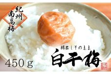 無添加　白干梅　(2Ｌサイズ、450ｇ）紀州南高梅　【梅農家厳選　手づくり梅干】