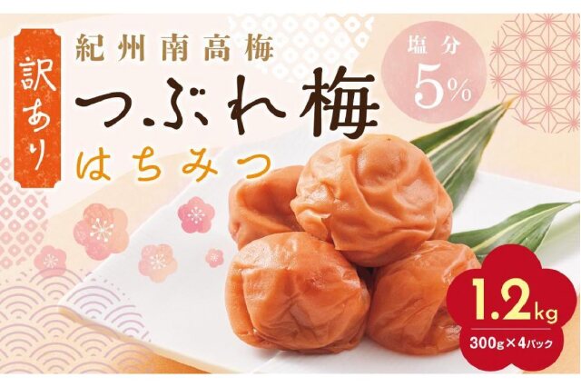 ふるさと納税 「紀州南高梅 訳あり はちみつ梅 塩分5％ 1.2kg（300g×4パック）」 和歌山県白浜町 - ふるさと納税の「ふるさとぷらす」