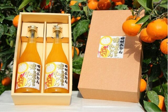 ふるさと納税 「みかんジュース(720ml×2本)田村みかん蜂久農園のみかんがっつりしぼったでぇ」 和歌山県上富田町 - ふるさと納税の「ふるさと ぷらす」