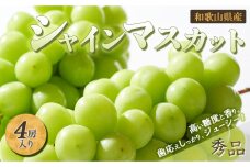 ◆先行予約◆和歌山県産 シャインマスカット 4房入り〈秀品〉【2024年8月中旬以降出荷】