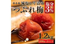 長寿梅 つぶれ梅 しそ漬け梅 塩分3% 1.2kg 紀州南高梅【上富田グルメ市場】