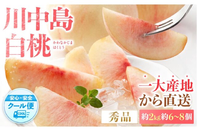 ふるさと納税 「先行予約！［モモ］川中島白桃 約2kg 6～8個入［秀品