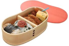 ［チェリーピンク］曲げわっぱ 豆型 カラー 弁当箱 紀州漆器 まげわっぱ［YS127］