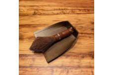 国産棕櫚手箒レザー ブラウン 柿渋はりみ塵取り（穴あき）セット ［FM16］