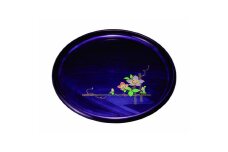 丸盆 紫雲杢 鉄線（盛絵） 33cm ［YG470］