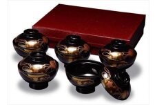 吸物椀 黒 鈴春秋 5客入 ［YG481］