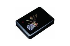 加伏文庫 11.0寸 黒 盛絵花かご ［YG508］