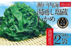 CN09　瀬戸内海 天然 塩蔵 瀬戸内 わかめ 塩蔵 わかめ ５００ｇ×２袋