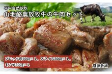 【南国斉藤牧場】山地酪農放牧牛の牛肉3種セット（計800ｇ）