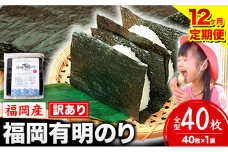 【12ヶ月定期便】有明海苔 全型 40枚《申し込み翌月から出荷》