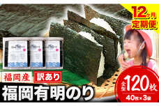 【12ヶ月定期便】有明海苔 全型 120枚《申し込み翌月から出荷》