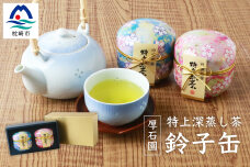 お茶の老舗 "厚石園” の特上深蒸し煎茶【 鈴子缶×2個付き 】 AA-627