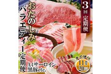 定期便(3回配送)お楽しみバラエティー定期便(黒毛和牛 黒豚 鰹 鮪 etc) LL-6017