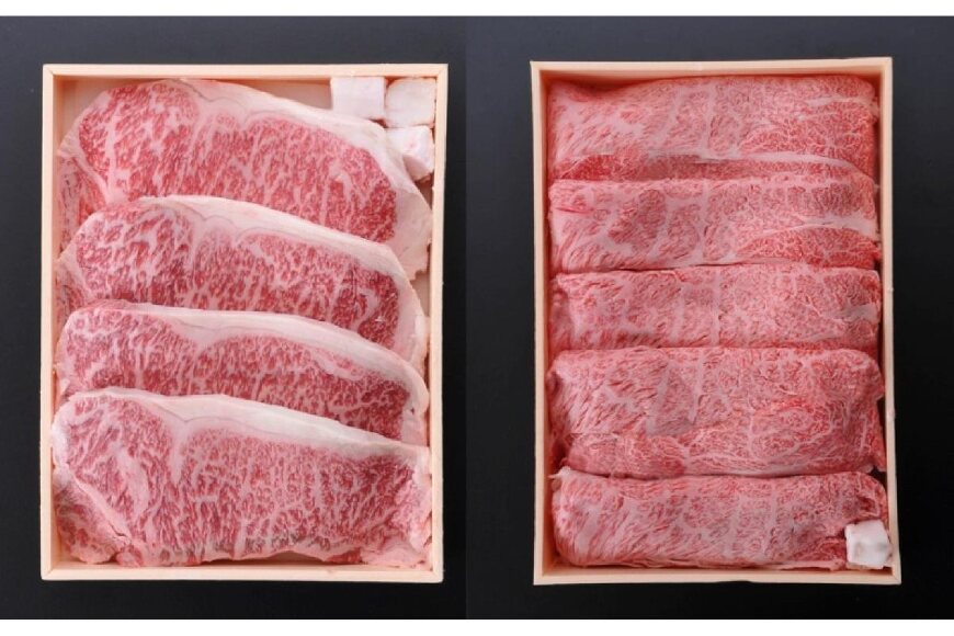 鹿児島県産黒毛和牛ロースステーキ150g×4・肩ロースすき焼き650gセット