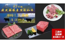 【定期便/全4回】美味しさ満載！贅沢 A5等級　鹿児島県産黒毛和牛の定期便-A