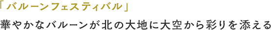 「バルーンフェスティバル」華やかなバルーンが北の大地に大空から彩りを添える